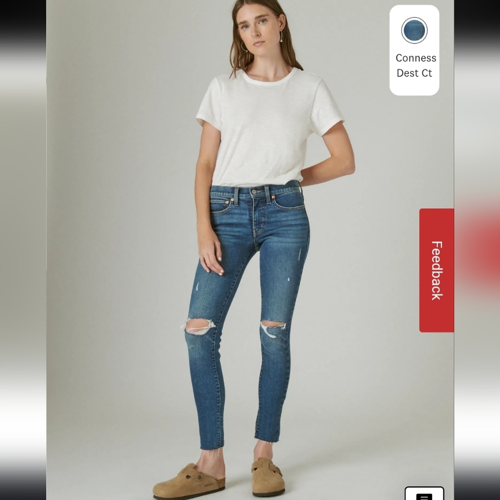 Lucky Brand Mid Rise Ava Women's Blue Distressed Ankle Jeans